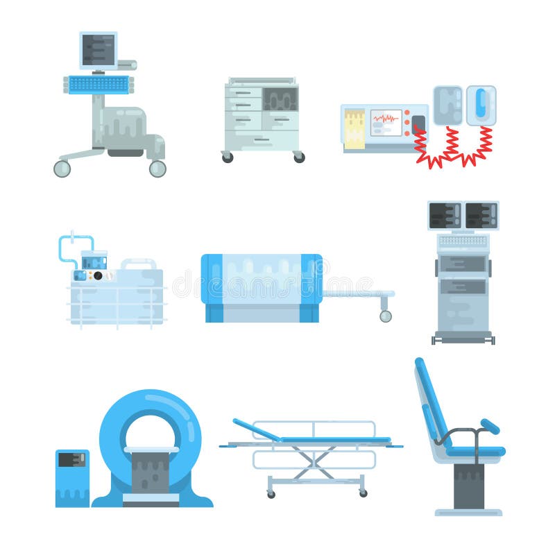 Reeks van het Innovational de medische kenmerkende materiaal vectorillustraties royalty-vrije illustratie Reeks van het Innovational de medische kenmerkende materiaal vectorillustraties royalty-vrije illustratie