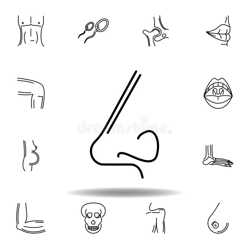 reeks van het menselijke pictogram van het het zijaanzichtoverzicht van de organenneus De tekens en de symbolen kunnen voor Web, stock illustratie reeks van het menselijke pictogram van het het zijaanzichtoverzicht van de organenneus De tekens en de symbolen kunnen voor Web, stock illustratie