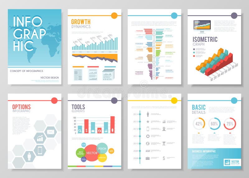 Reeks van kleurrijke infographic vectorzaken royalty-vrije illustratie Reeks van kleurrijke infographic vectorzaken royalty-vrije illustratie