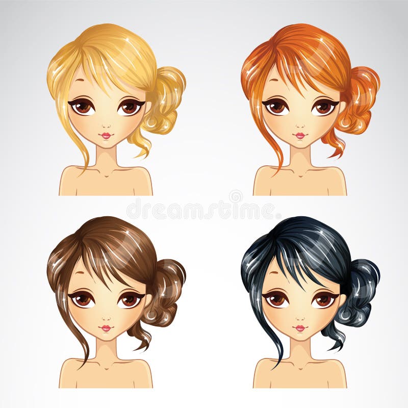 Set van krulhaarstijlen royalty-vrije illustratie