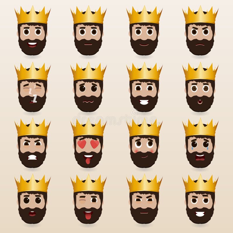 Reeks van leuke koning emoticons stock illustratie Reeks van leuke koning emoticons stock illustratie