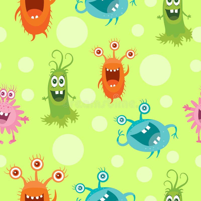 Reeks van Naadloos Patroon met Goede en Slechte Bacteriën royalty-vrije illustratie Reeks van Naadloos Patroon met Goede en Slechte Bacteriën royalty-vrije illustratie