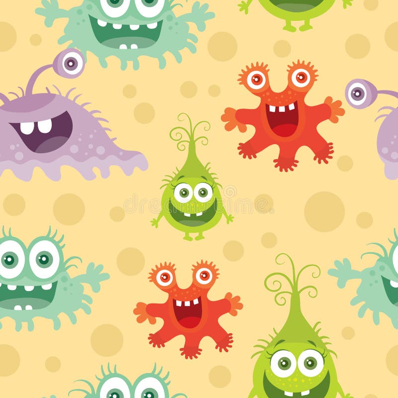 Reeks van Naadloos Patroon met Goede en Slechte Bacteriën royalty-vrije illustratie Reeks van Naadloos Patroon met Goede en Slechte Bacteriën royalty-vrije illustratie