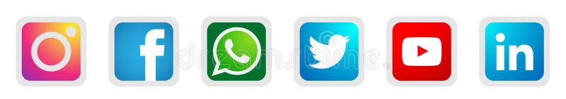 Reeks van populaire sociale media het elementenvector van Instagram Facebook Twitter Youtube WhatsApp van emblemenpictogrammen li royalty-vrije illustratie Reeks van populaire sociale media het elementenvector van Instagram Facebook Twitter Youtube WhatsApp van emblemenpictogrammen li royalty-vrije illustratie