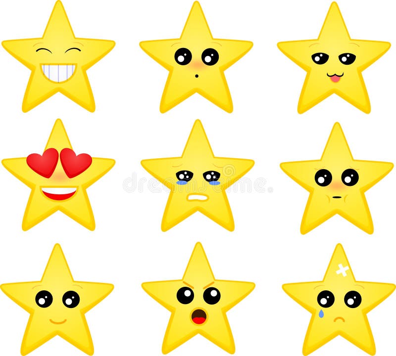 Reeks van ster emoticons vector illustratie Reeks van ster emoticons vector illustratie