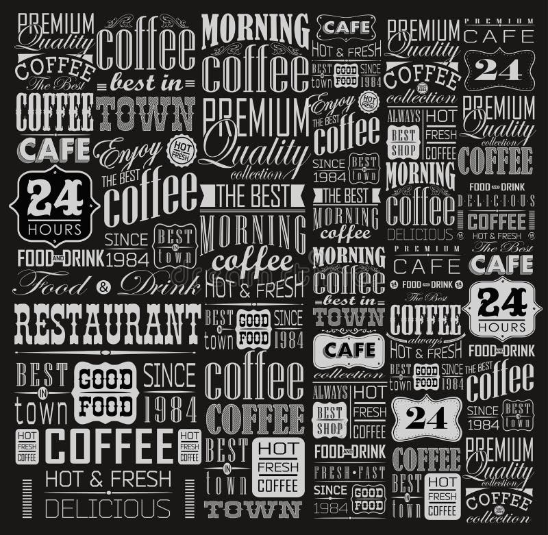 Reeks van Uitstekende Retro Koffie stock illustratie Reeks van Uitstekende Retro Koffie stock illustratie