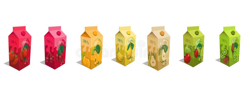 Assortiment van verschillende sap producten royalty-vrije illustratie