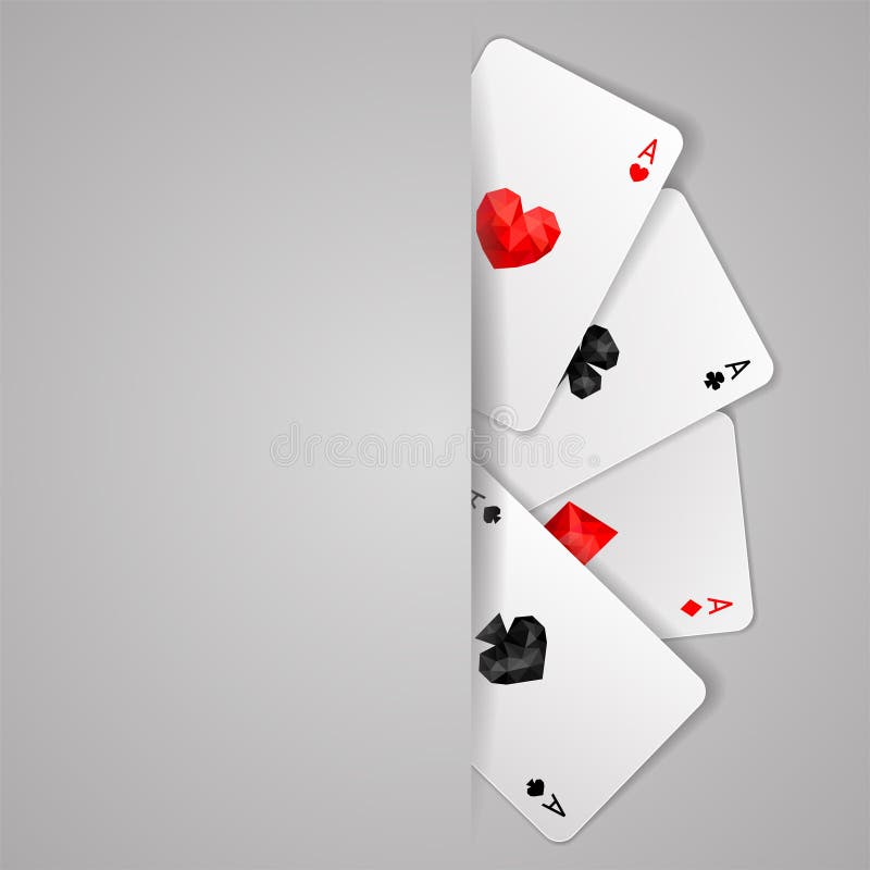 Reeks van vier kostuums van aasspeelkaarten Het spel van de pook stock illustratie Reeks van vier kostuums van aasspeelkaarten Het spel van de pook stock illustratie