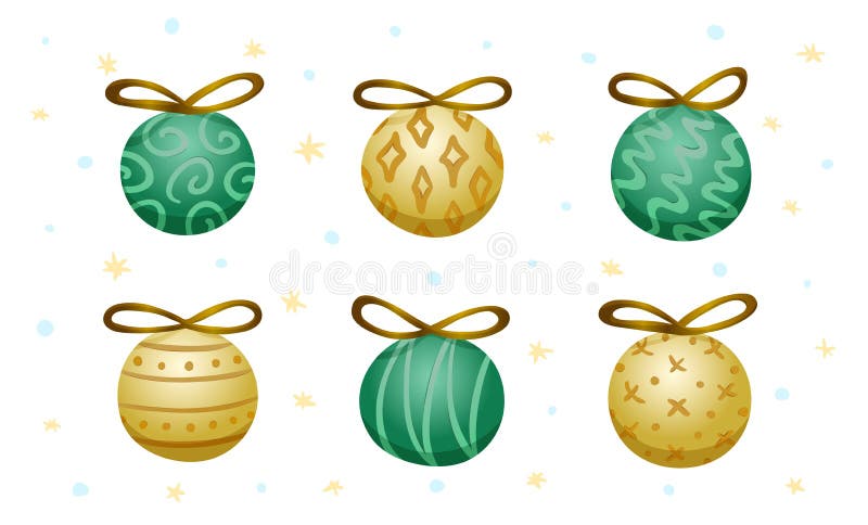 Reeks van zes decoratieve decoratie van de Kerstmisboom vector illustratie Reeks van zes decoratieve decoratie van de Kerstmisboom vector illustratie