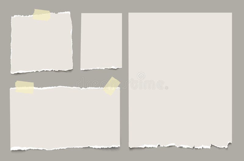 Reeks vector grijze gescheurde randdocumenten met plakband N'art -n'art-ure vector illustratie Reeks vector grijze gescheurde randdocumenten met plakband N'art -n'art-ure vector illustratie