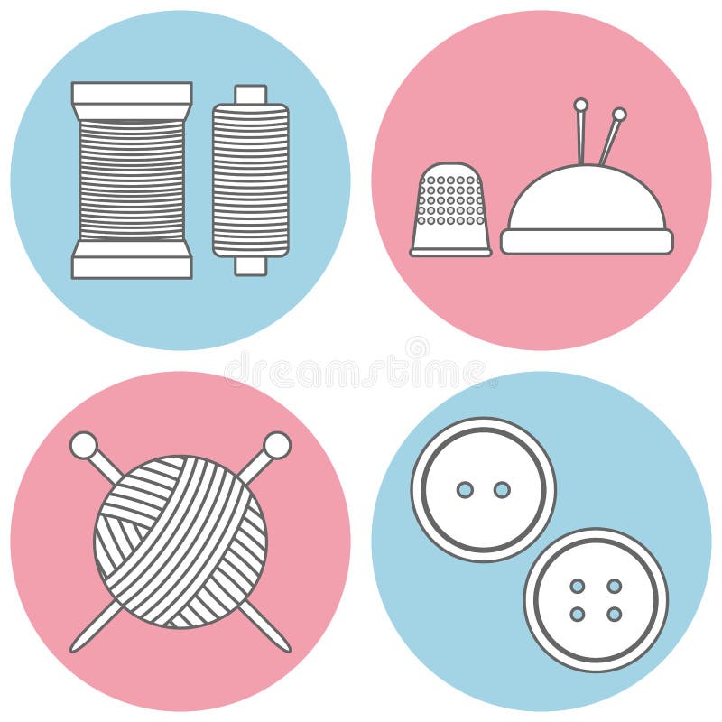 Reeks vectorpictogrammen met garen vector illustratie Reeks vectorpictogrammen met garen vector illustratie