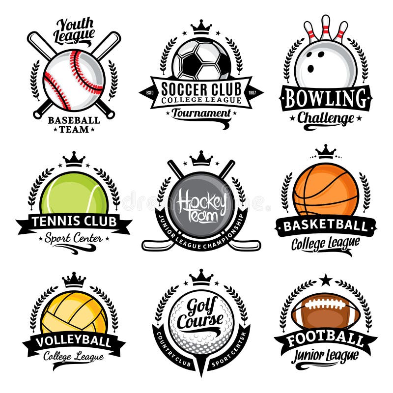 Reeks vectorsportemblemen en etiketten royalty-vrije illustratie Reeks vectorsportemblemen en etiketten royalty-vrije illustratie