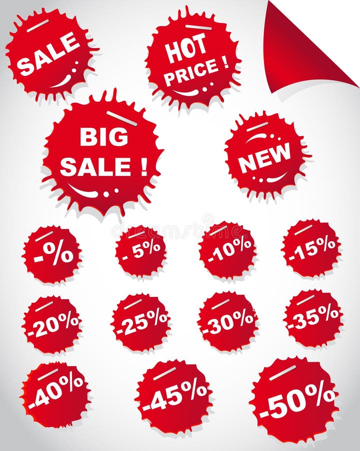 Reeks verkoop rode stickers vector illustratie Reeks verkoop rode stickers vector illustratie