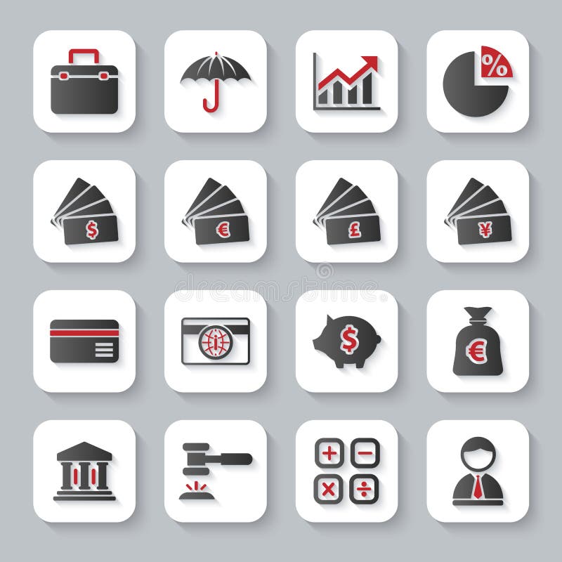 Reeks vlakke moderne pictogrammen van het bankwezenweb stock illustratie Reeks vlakke moderne pictogrammen van het bankwezenweb stock illustratie