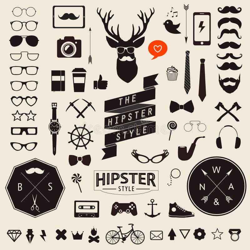 Reeks Wijnoogst gestileerde pictogrammen van ontwerphipster Vectortekens en symbolenmalplaatjes stock illustratie Reeks Wijnoogst gestileerde pictogrammen van ontwerphipster Vectortekens en symbolenmalplaatjes stock illustratie