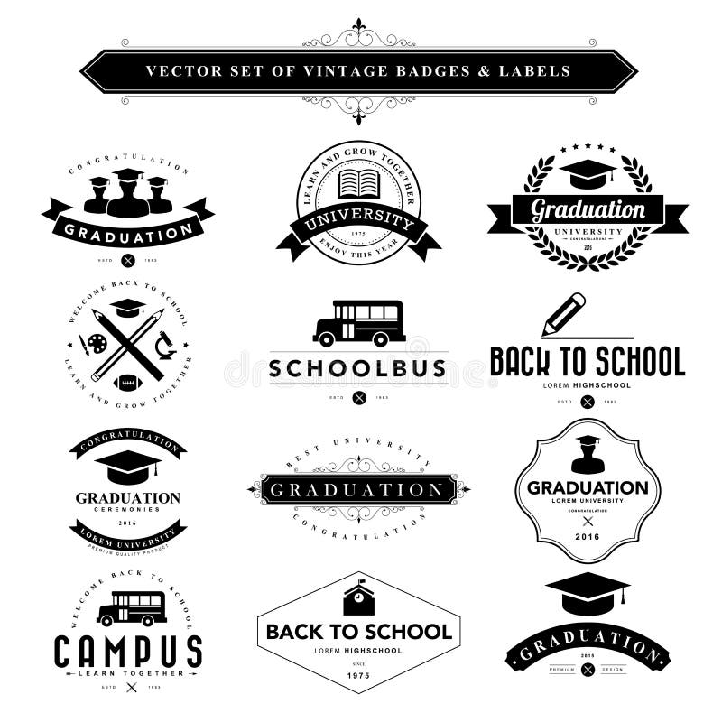 Reeks zwarte & witte uitstekende kentekens en etiketten vector illustratie Reeks zwarte & witte uitstekende kentekens en etiketten vector illustratie