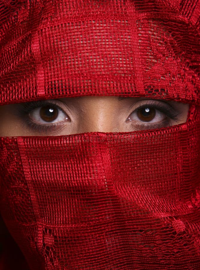 Reemie brown eyes in red stock image Reemie brown eyes in red stock image
