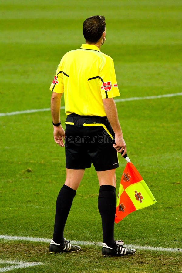 Football Referee And Yellow Flag Stock Image Image of rule, referee 1753203