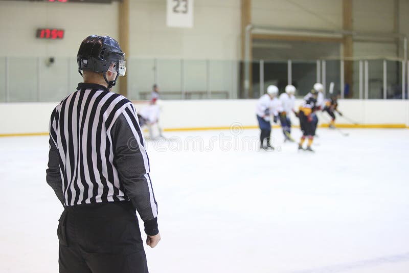 Referee Looks on during Ice Hockey Game Stock Image Image of hockey