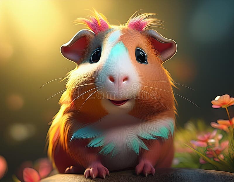 Guinea pig in the night cartoon