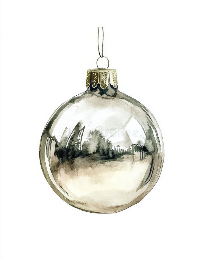 A refined watercolor illustration of a holiday ornament. royalty free stock photography