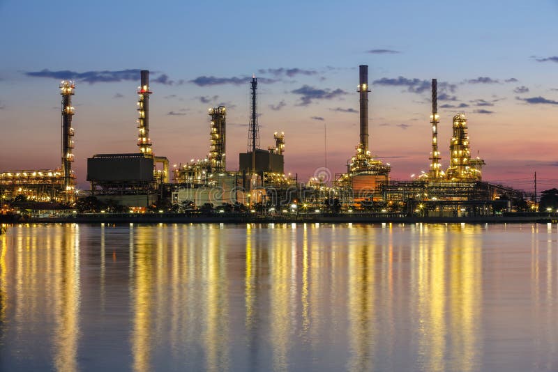 Refinery plant area at twilight