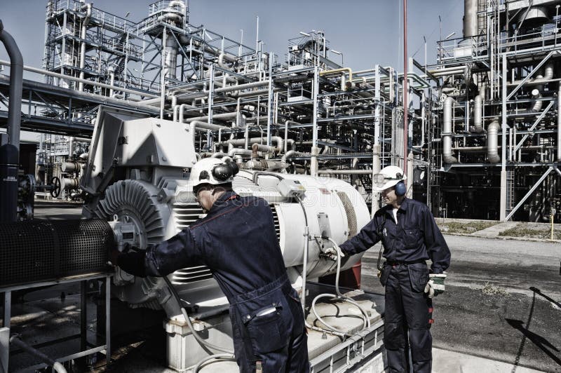 Refinery Workers Inside Oil and Gas Industry Stock Photo Image of
