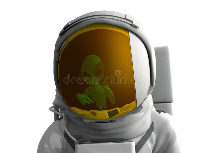 Reflected on spacesuit visore alien