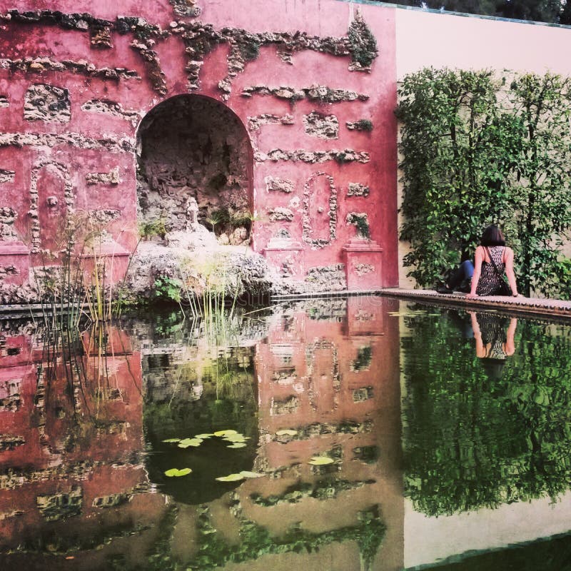 Reflection in alcazar of seville