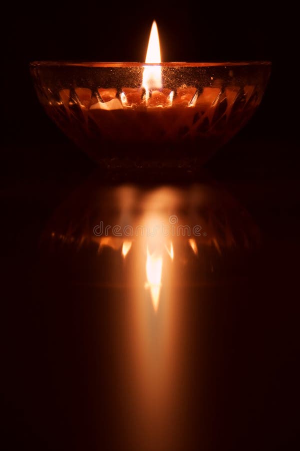 Reflection of Burning Candle Stock Image Image of darkness, glass