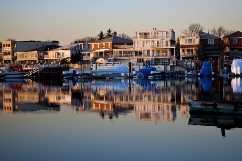 Reflection of coastline buildings stock images Reflection of coastline buildings stock images