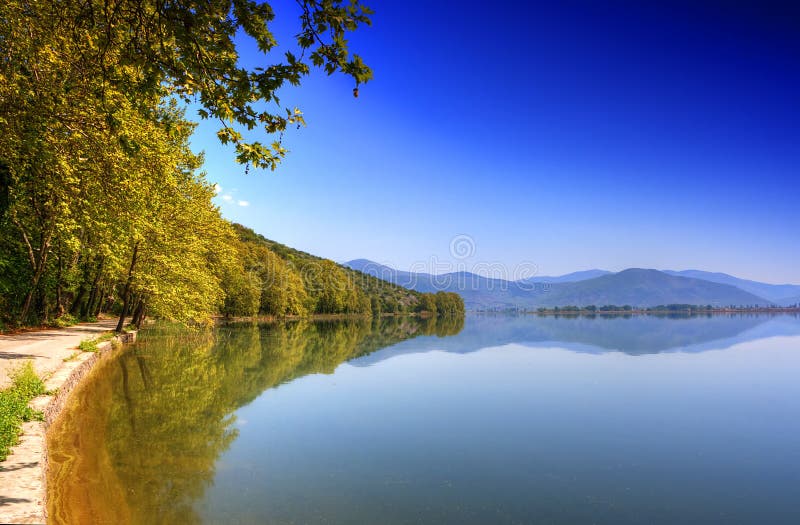 Reflection mountain into the lake (Makedonia,Greec