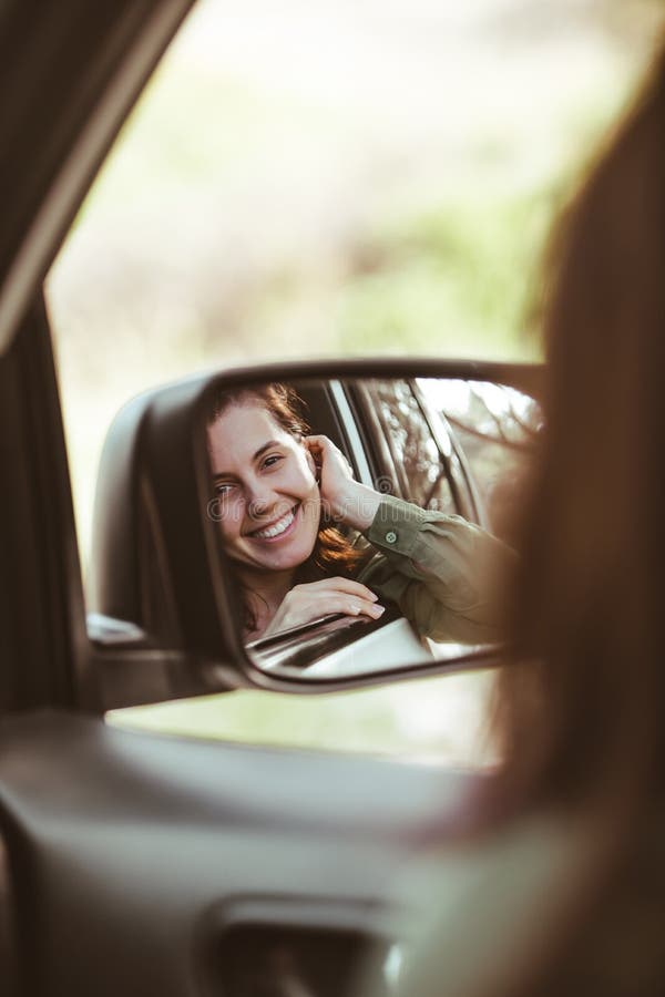 Stunning Smiling Girl in Summer Dress Making Selfie. Photo of Carefree ...