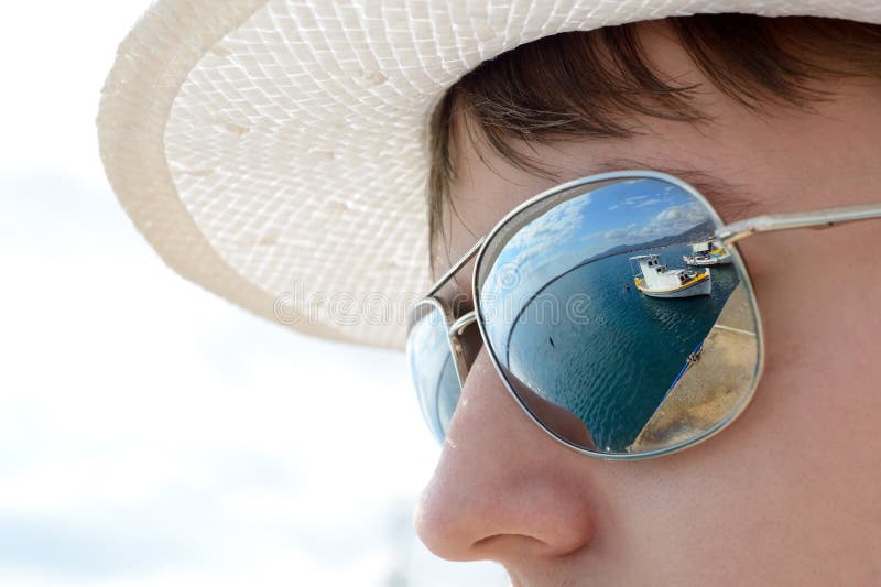 Reflection in sunglasses stock photo. Image of vacation 35889460