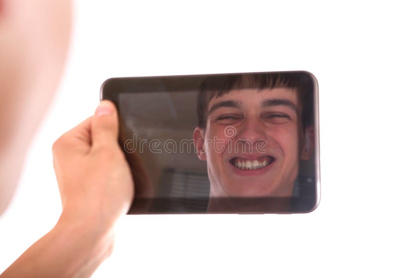 Reflection in Tablet Computer stock photo