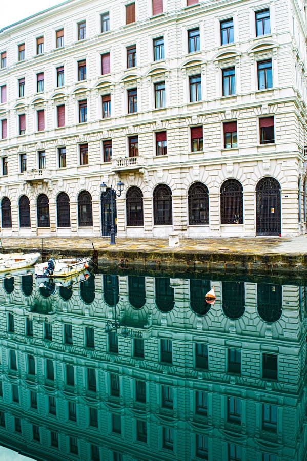 Reflections on the Green Channel Stock Image Image of water, city