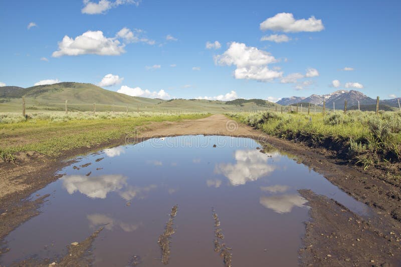 Reflections in Pond of Western Mountains in Centennial Valley Near