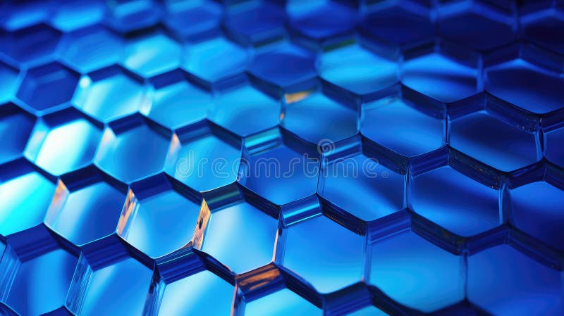 Reflective blue honeycomb vector illustration