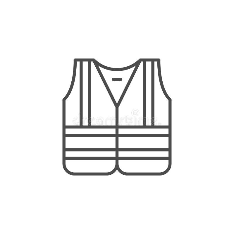Outline Reflective Vest Vector Icon. Isolated Black Simple Line Element ...