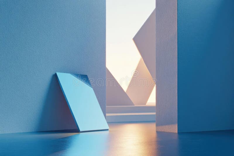 Reflective Minimalist Blue Interior royalty free illustration