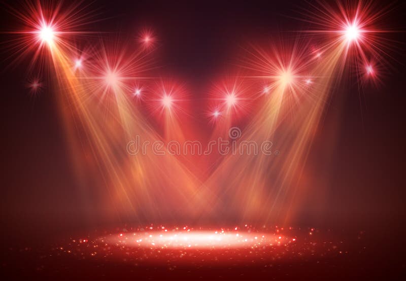 Reflector pe scenă cu fum și lumină. royalty free illustration