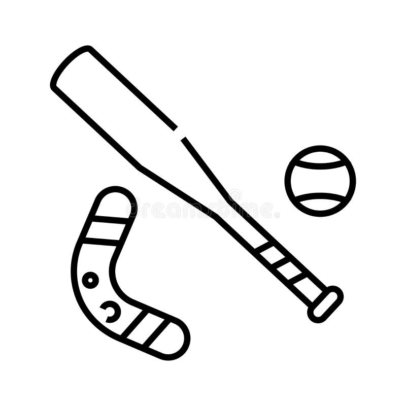 Reflekterande symbol för konturvektor för linjär symbol för basebollslagerlinje. vektor illustrationer