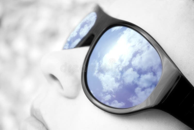 Sky reflection in sun glasses. Sky reflection in sun glasses