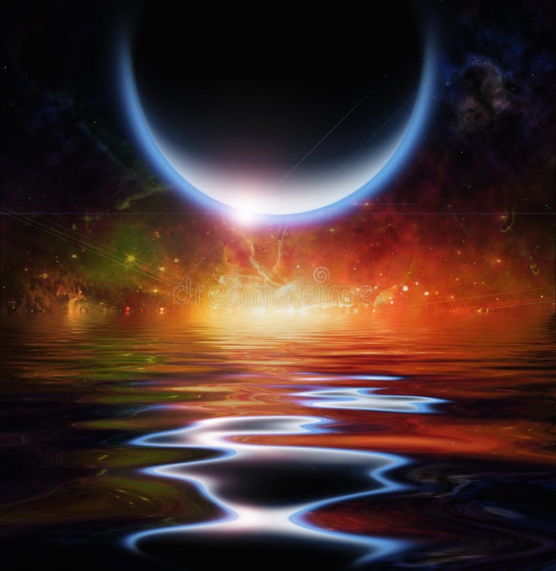 Reflexão e planetas das águas ilustração do vetor Reflexão e planetas das águas ilustração do vetor