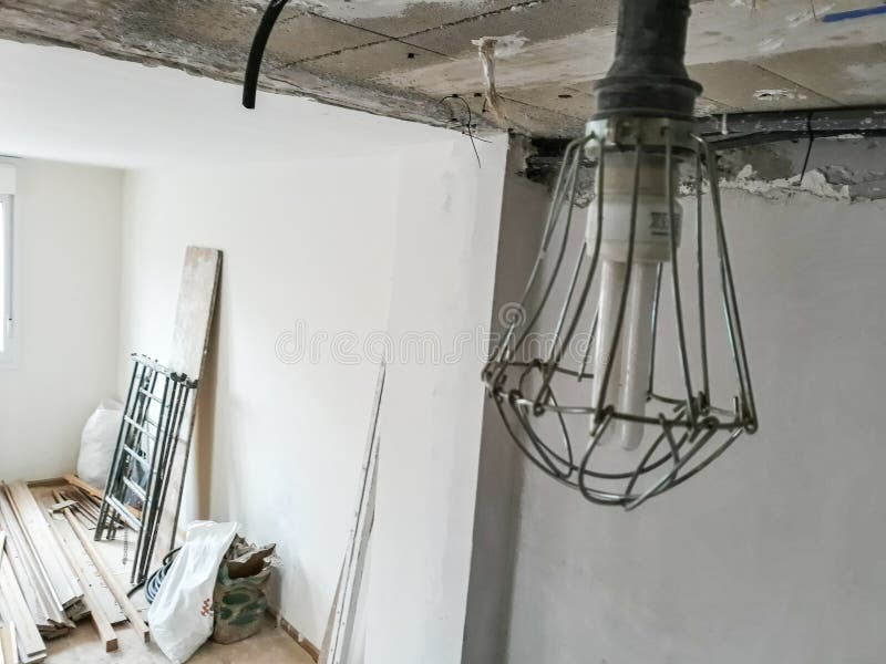 Reforms of Interior in Room with White Wall and Elements of