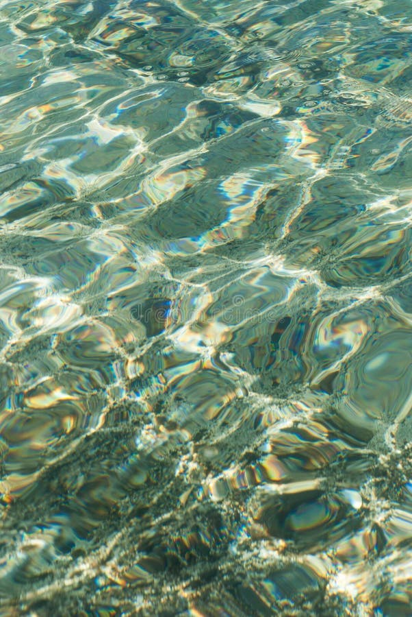 Refraction of Light in Clear Water with Small Waves. Background Stock ...