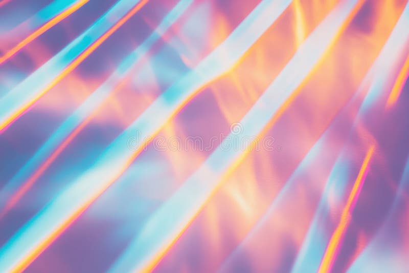 Refracții abstracte de lumină colorată pe o suprafață texturată care creează o iluzie dinamică vibrantă a mișcării și adâncimii AI stock photo