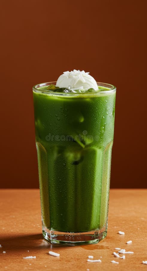 Refrescando a Bebida Matcha Forçada com Creme Bipado ilustração stock