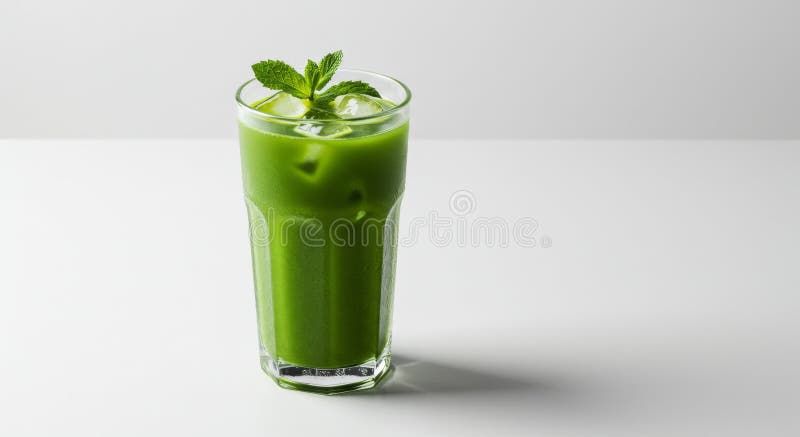 Bebida Refrescante de Chá Verde Matcha Gelado com Hortelã ilustração stock