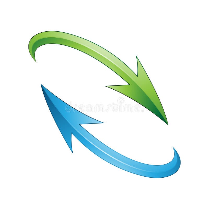 Refresh or Recycle Arrows in Blue and Green Colors vector illustration